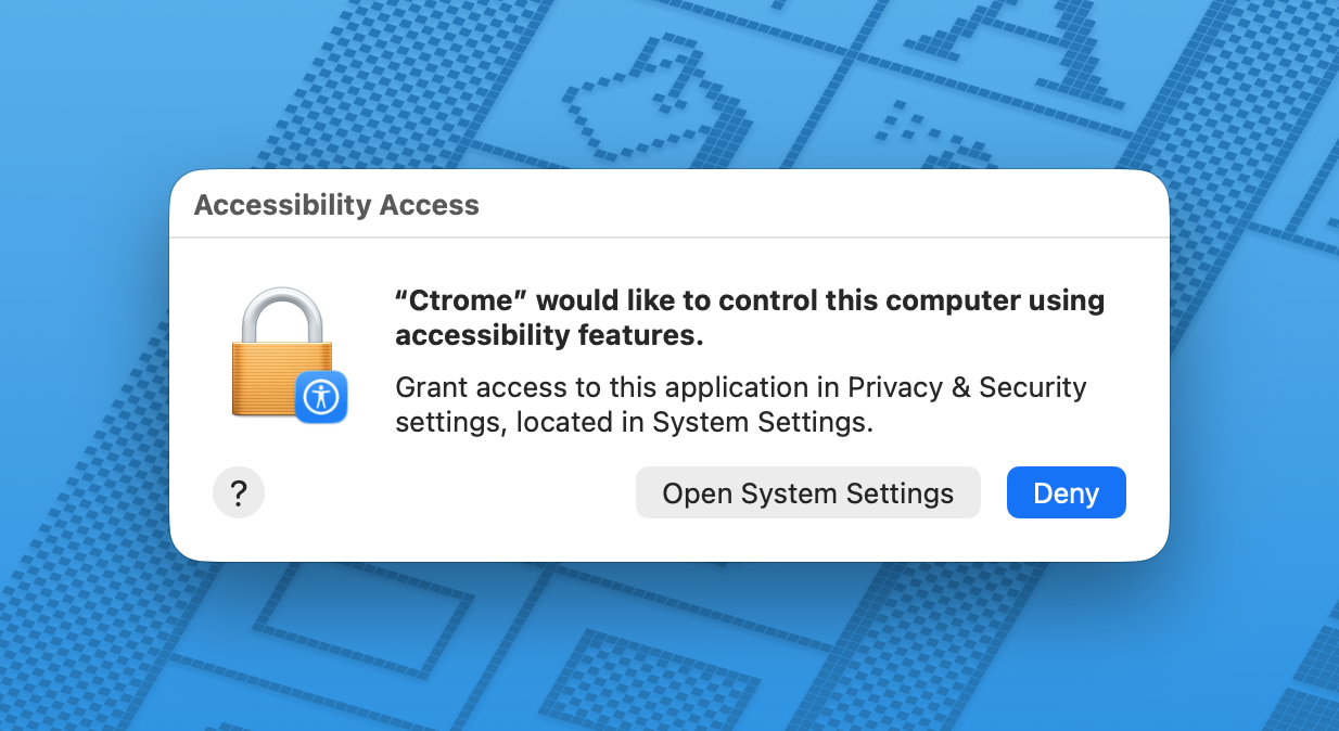 macOS Accessibility Permission Dialog